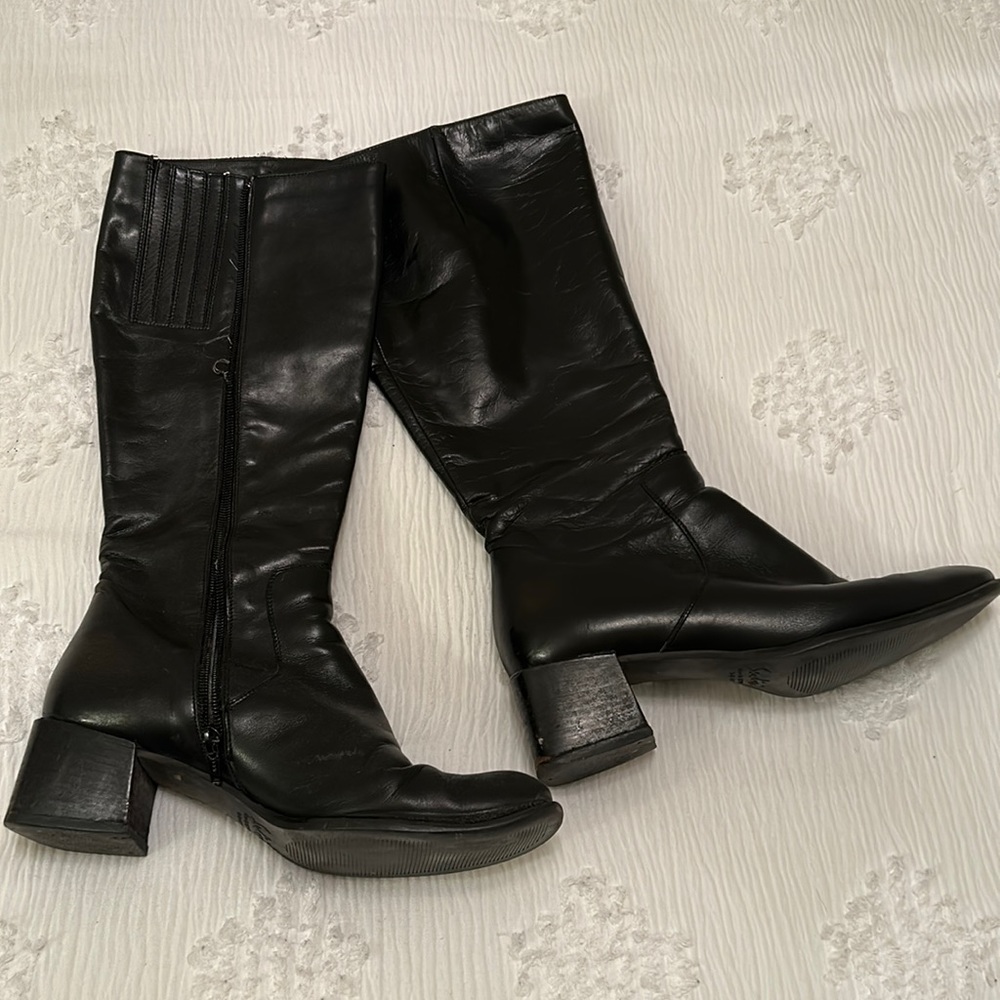 Black leather boots